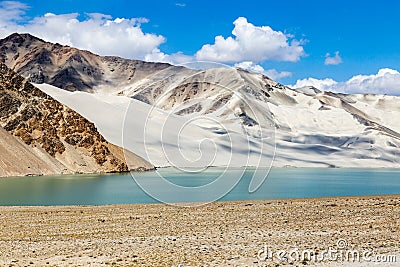 White Sand Lake along Karakorum Highway, Xinjiang, China. Stock Photo