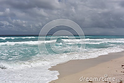 White sandy beach of Varadero. Magnificent coast of the Atlantic ocean. Cuba. Stock Photo