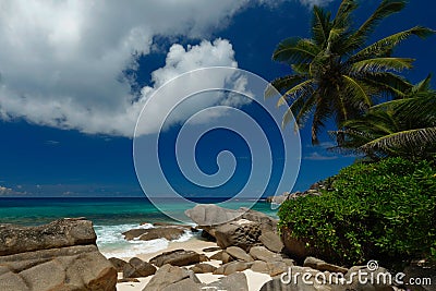 White sandy beaches Seychelles Stock Photo