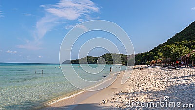 White sandy Sao Beach on Phu Quoc, Vietnam, in late afternoon Stock Photo