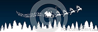 White Santa Claus flyin on Christmas sleigh in the night - vector Vector Illustration