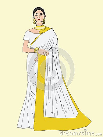 Indian cartoon girl with saree Stock Photo