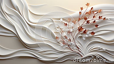 White Satin Fabric Elegance with Delicate Floral Embellishments GenerativeAI Stock Photo