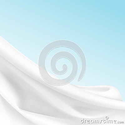 White Satin Silky Cloth Fabric Textile Drape with Crease Wavy Folds. Abstract Background Vector Illustration