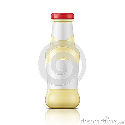 White sauce in glass bottle Vector Illustration