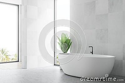 White Scandinavian bathroom corner, a tub Stock Photo