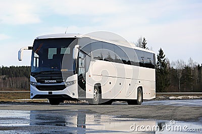 White Scania Interlink Coach Bus Editorial Stock Photo