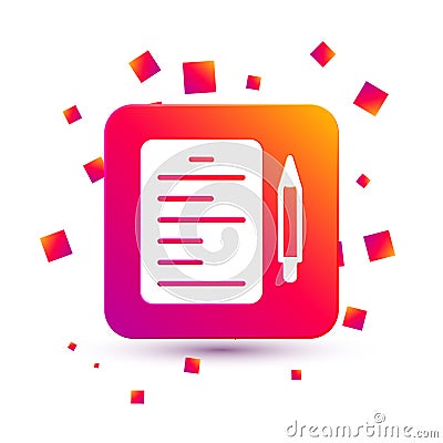 White Scenario icon isolated on white background. Script reading concept for art project, films, theaters. Square color Vector Illustration