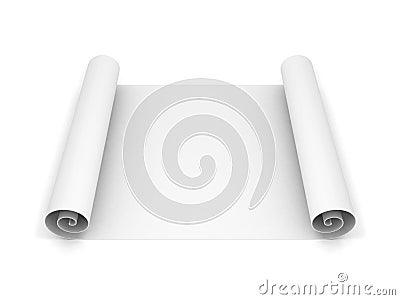 White scroll paper on white background Stock Photo