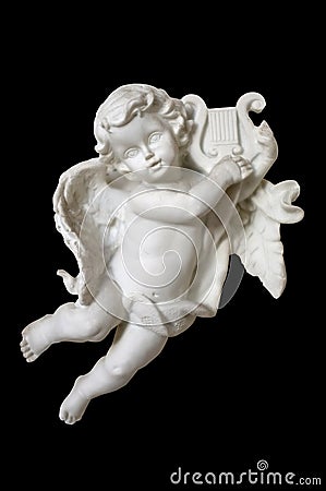 White sculpture of cupid Stock Photo