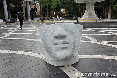 White sculpture on nose and mouth in Baku, Azerbaijan Editorial Stock Photo