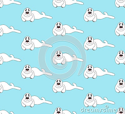 White Seal on Blue Background. Vector Illustration Vector Illustration