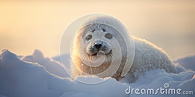 a white seal lying in snow Stock Photo