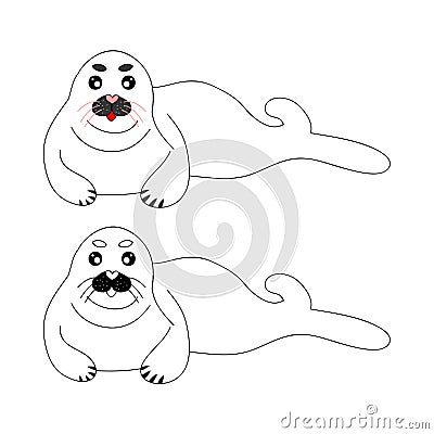 White Seal. Vector Illustration. isolated on White Background Vector Illustration