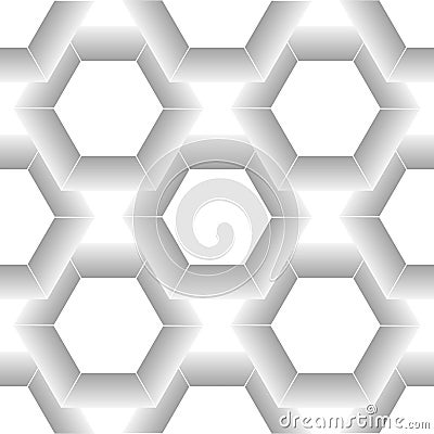 White seamless geometric texture. Origami paper style. Hexagonal elements. 3D rendering background. Vector Illustration