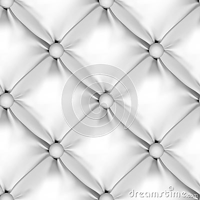 White Seamless Leather Upholstery Pattern Vector Illustration