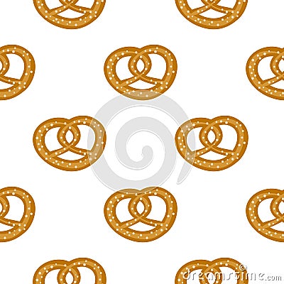 Seamless pattern with bavarian pretzels. Vector Illustration