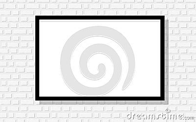White seamless realistic brick wall background with blank poster, vector illustration Vector Illustration