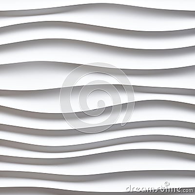 White seamless texture. Wavy background. Interior wall decoration. 3D interior wall panel pattern. White background of abstract w Stock Photo