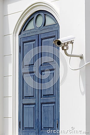 White Security Camera Stock Photo