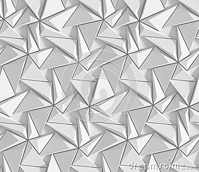 White shaded abstract geometric pattern. Origami paper style. 3D rendering background. Stock Photo