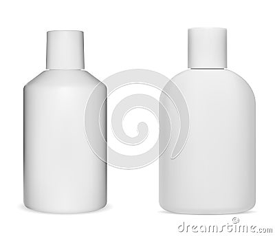 White shampoo bottle mockup. Plastic cosmetic bottle Vector Illustration