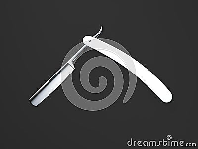 White sharp straight razor. 3d rendering Stock Photo