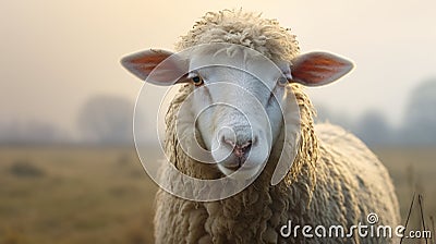 Empathetic Sheep: A Close-up Portrait In Soft Lighting Stock Photo