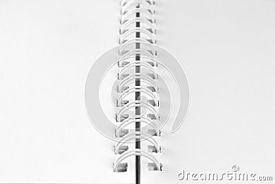 White sheets with spiral binding. Spiral closeup Stock Photo