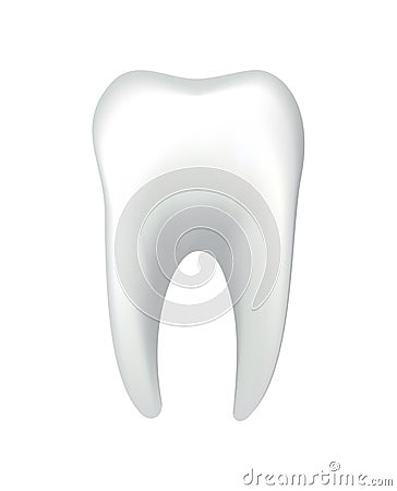 White shining human tooth. Dental medical vector icon. Stomatology clinic symbol. Teeth protection, oral or tooth care Vector Illustration