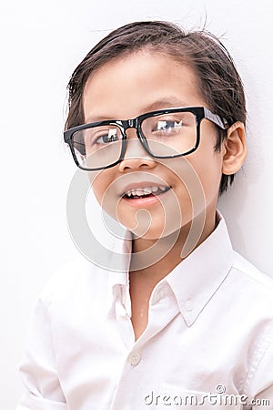 White shirt on little smart asian boy Stock Photo
