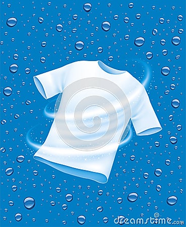 White shirt washing in water with many drops Vector Illustration