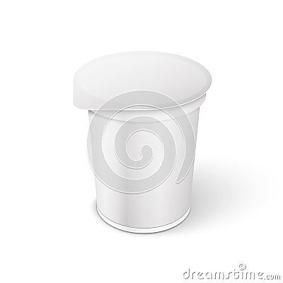 White Short And Stout Tub Food Plastic Vector Illustration