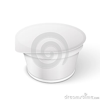 White Short And Stout Tub Food Plastic Vector Illustration