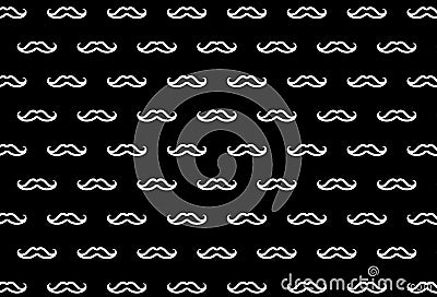 White silhouette mustaches seamless pattern on dark background. Stock Photo