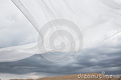 White silk blowing in the wind Stock Photo