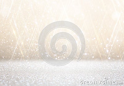 White and silver abstract bokeh lights. defocused background Stock Photo