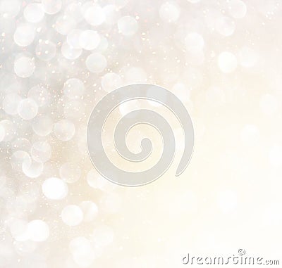 White silver and gold abstract bokeh lights. defocused background Stock Photo