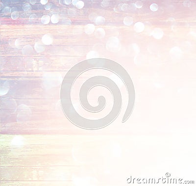 White silver and gold abstract bokeh lights. defocused background. Stock Photo