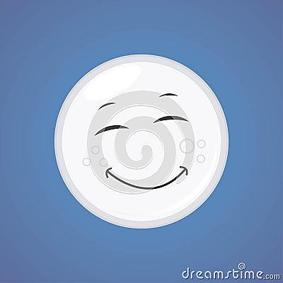 White Simple Smiling Moon with closed eyes Cartoon Illustration