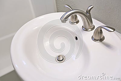 White sink in bathroom. Stock Photo