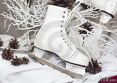 White skates, still life. Stock Photo