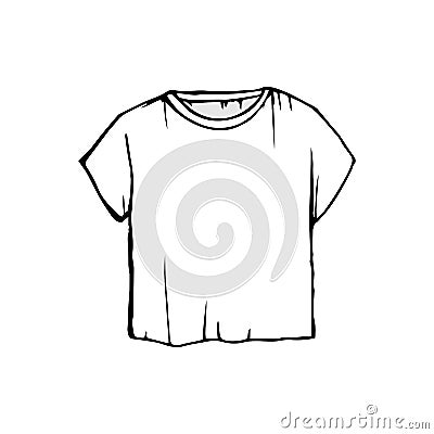 White sketch T-shirts isolated. t-shirt illustration. children`s outline drawing clothes Cartoon Illustration