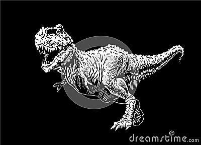 Graphical tyrannosaurus isolated on black background,vector Vector Illustration