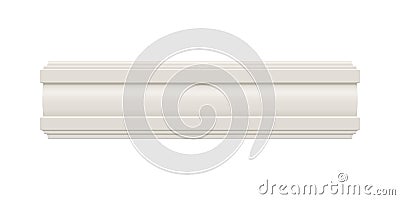White skirting cornice moulding. Ceiling crown baseboard on white background. Vector Illustration