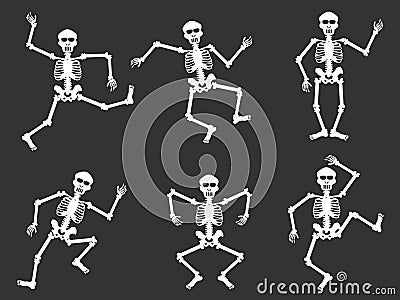 White skull dancer silhouettes Vector Illustration
