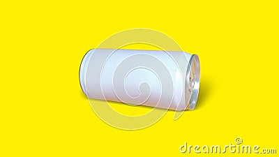 White sleek cans isolated on yellow color background. Stay on tab opening mechanism. Suitable for drinks packaging mock up Stock Photo