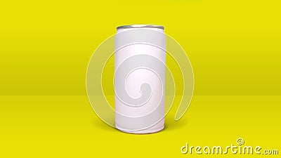 White sleek cans isolated on yellow color background. Suitable for drinks packaging mock up Stock Photo