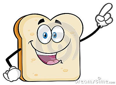 White Sliced Bread Cartoon Mascot Character Pointing Vector Illustration