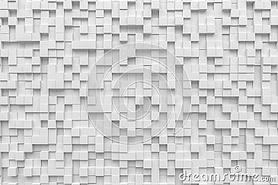 White small box cube random background pixel pandom 3d rendering Stock Photo